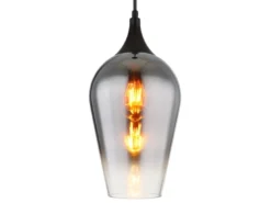 Kleine Pendelleuchte LAVUS 1-flammig Rauchglas Lampenschirm, Ø 18cm