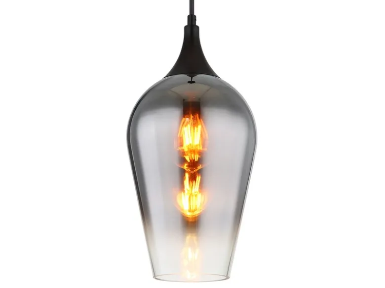 Kleine Pendelleuchte LAVUS 1-flammig Rauchglas Lampenschirm, Ø 18cm