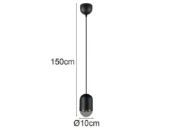 Kleine Pendelleuchte NARA einflammig aus Metall in Schwarz, Ø 10cm