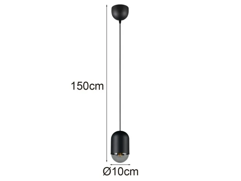 Kleine Pendelleuchte NARA einflammig aus Metall in Schwarz, Ø 10cm