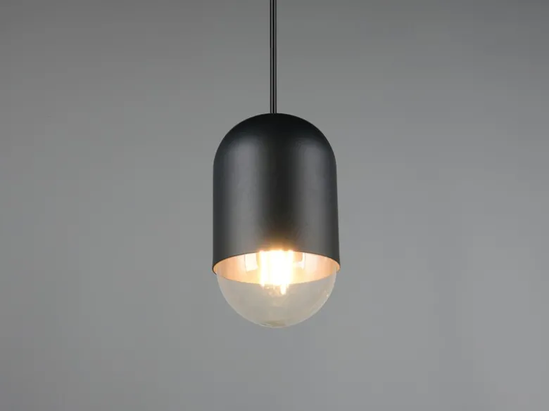 Kleine Pendelleuchte NARA einflammig aus Metall in Schwarz, Ø 10cm