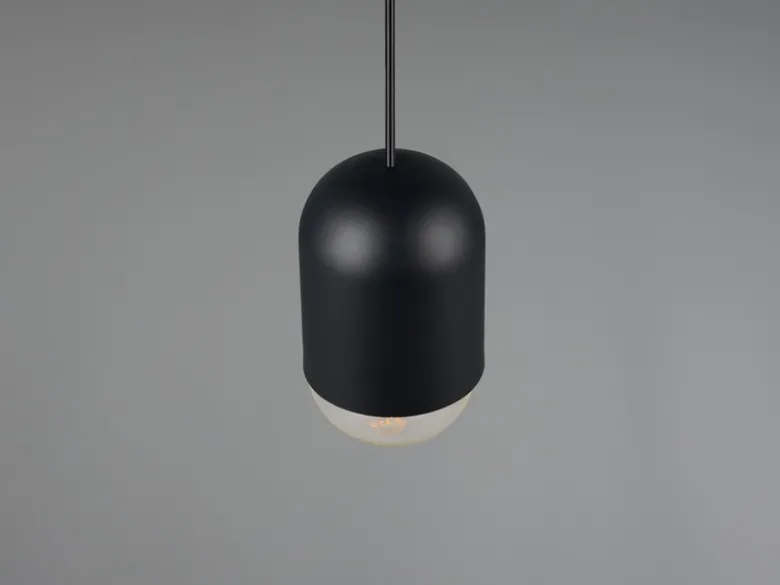 Kleine Pendelleuchte NARA einflammig aus Metall in Schwarz, Ø 10cm