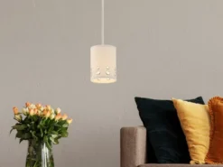 Kleine Pendelleuchte PARK AVENUE aus Stoff, 4-stufig höhenverstellbar, Ø 15cm
