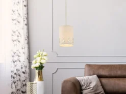 Kleine Pendelleuchte PARK AVENUE aus Stoff, 4-stufig höhenverstellbar, Ø 15cm