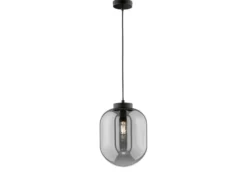 Kleine Pendelleuchte REGI 1-flammig Glaskugel aus Rauchglas, Ø 24cm