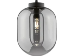 Kleine Pendelleuchte REGI 1-flammig Glaskugel aus Rauchglas, Ø 24cm