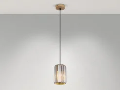 Kleine Pendelleuchte RUN einflammig mit Rauchglas Kristall Ø 13,5cm