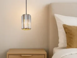 Kleine Pendelleuchte RUN einflammig mit Rauchglas Kristall Ø 13,5cm