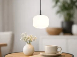 Kleine Pendelleuchte SIGNE einflammig mit Glas Lampenschirm Weiß Ø 15cm