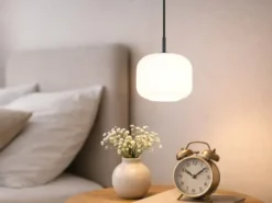 Kleine Pendelleuchte SIGNE einflammig mit Glas Lampenschirm Weiß Ø 15cm