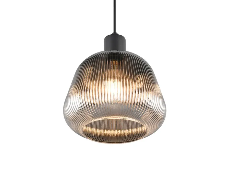 Kleine Pendelleuchte TARIFA 1-flammig mit Glasschirm Chrom bedampft, Ø 22cm