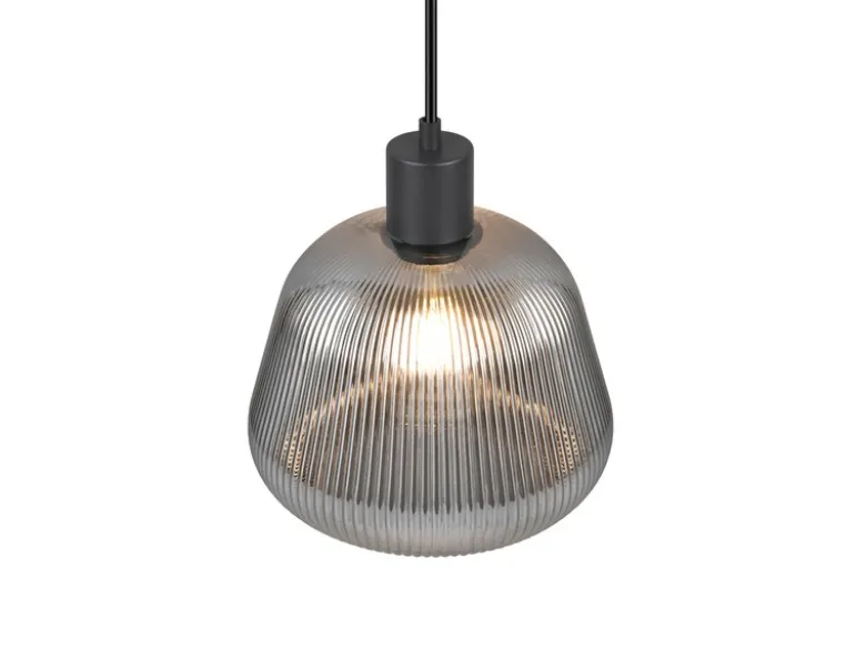 Kleine Pendelleuchte TARIFA 1-flammig mit Glasschirm Chrom bedampft, Ø 22cm