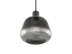 Kleine Pendelleuchte TARIFA 1-flammig mit Glasschirm Chrom bedampft, Ø 22cm