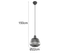 Kleine Pendelleuchte TARIFA 1-flammig mit Glasschirm Chrom bedampft, Ø 22cm
