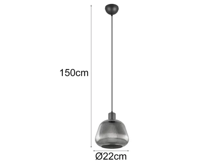 Kleine Pendelleuchte TARIFA 1-flammig mit Glasschirm Chrom bedampft, Ø 22cm
