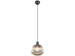 Kleine Pendelleuchte TARIFA 1-flammig mit Glasschirm Chrom bedampft, Ø 22cm