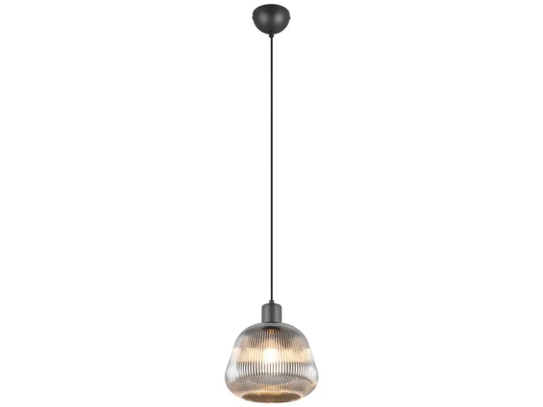 Kleine Pendelleuchte TARIFA 1-flammig mit Glasschirm Chrom bedampft, Ø 22cm