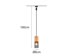 Kleine Pendelleuchte TOSH mit Holz Ø 8cm für DUOline Schienensystem