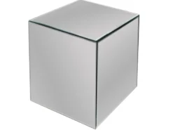 Kleiner Beistelltisch LEANA Würfel mit Spiegelglas, Höhe 45cm