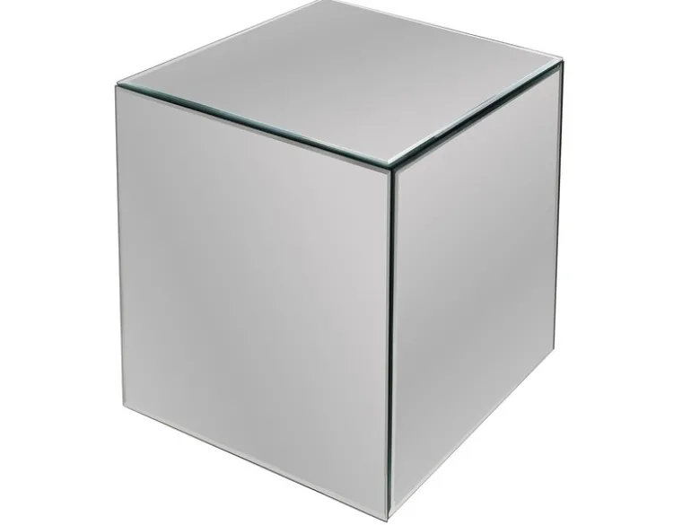 Kleiner Beistelltisch LEANA Würfel mit Spiegelglas, Höhe 45cm