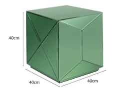 Kleiner Würfel Beistelltisch 2er Set mit Spiegelglas Grün, Höhe 40cm