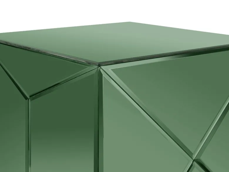 Kleiner Würfel Beistelltisch 2er Set mit Spiegelglas Grün, Höhe 40cm