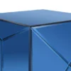 Kleiner Würfel Beistelltisch 2er Set mit Spiegelglas Blau, Höhe 40cm
