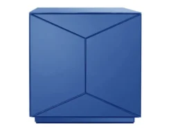 Kleiner Würfel Beistelltisch NIVA mit Spiegelglas Blau, Höhe 40cm