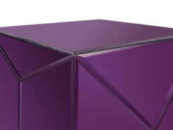 Kleiner Würfel Beistelltisch 2er Set mit Spiegelglas Lila, Höhe 40cm