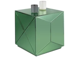 Kleiner Würfel Beistelltisch NIVA mit Spiegelglas Grün, Höhe 40cm
