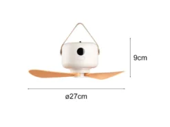 Kleiner Akku Deckenventilator mit Licht und Fernbedienung, USB aufladbar Ø 27cm