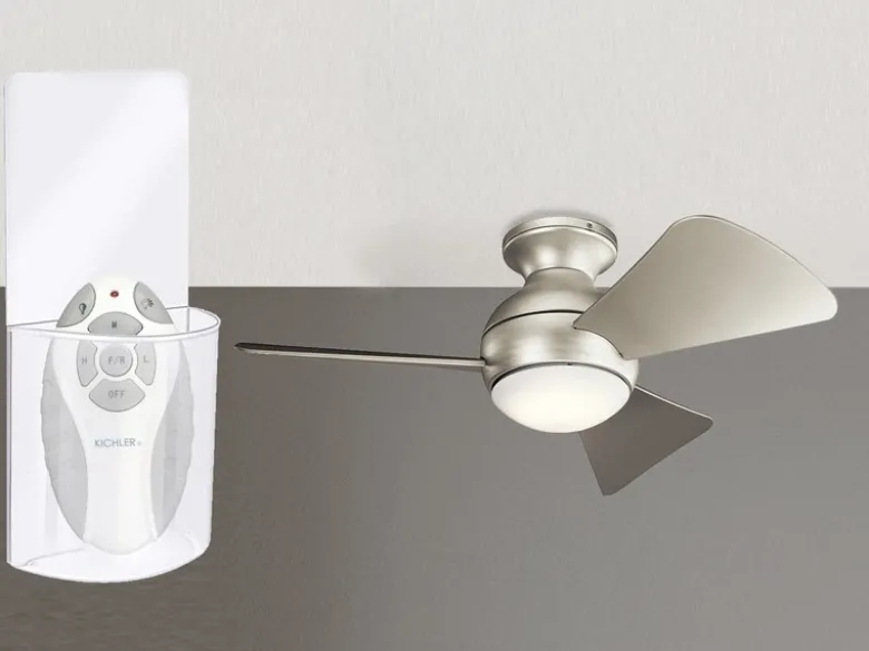 Kleiner Deckenventilator Silber, mit Licht - Feuchtraumgeeignet, Ø 86cm
