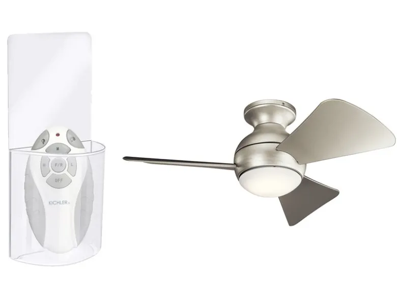 Kleiner Deckenventilator Silber, mit Licht - Feuchtraumgeeignet, Ø 86cm