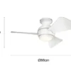 Kleiner Deckenventilator SOLA Weiß, mit Licht - Feuchtraumgeeignet, Ø 86cm