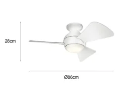 Kleiner Deckenventilator SOLA Weiß, mit Licht - Feuchtraumgeeignet, Ø 86cm