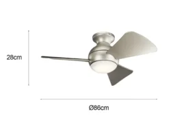 Kleiner Deckenventilator SOLA Silber, mit Licht - Feuchtraumgeeignet, Ø 86cm