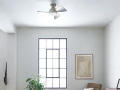 Kleiner Deckenventilator SOLA Silber, mit Licht - Feuchtraumgeeignet, Ø 86cm