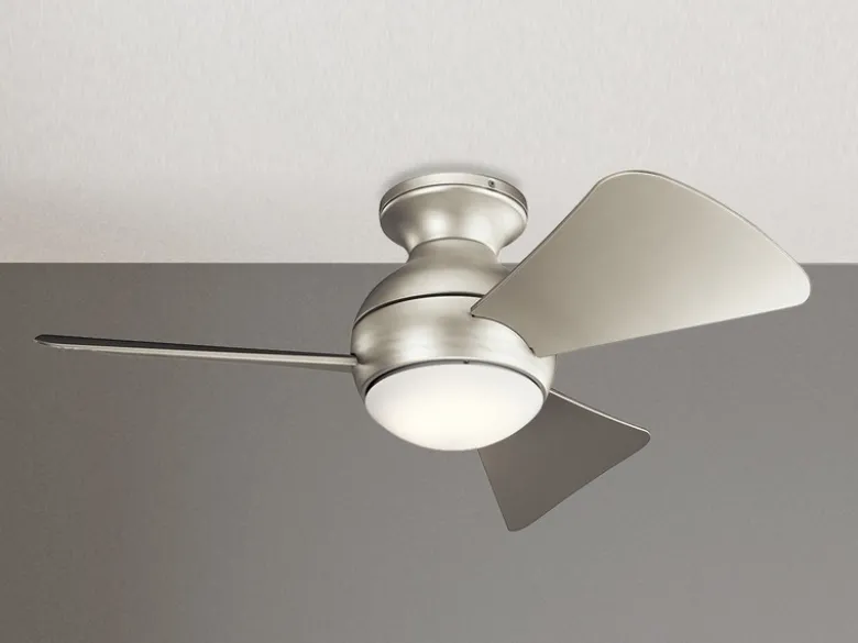 Kleiner Deckenventilator SOLA Silber, mit Licht - Feuchtraumgeeignet, Ø 86cm