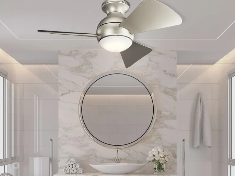 Kleiner Deckenventilator SOLA Silber, mit Licht - Feuchtraumgeeignet, Ø 86cm