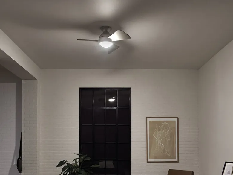 Kleiner Deckenventilator SOLA Silber, mit Licht - Feuchtraumgeeignet, Ø 86cm