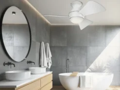 Kleiner Deckenventilator Weiß, mit Licht - Feuchtraumgeeignet, Ø 86cm