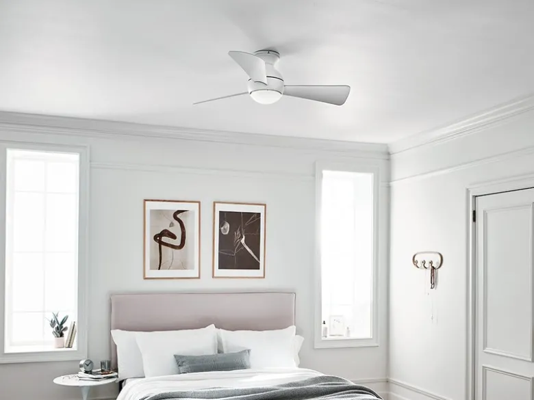 Kleiner Deckenventilator Weiß, mit Licht - Feuchtraumgeeignet, Ø 86cm