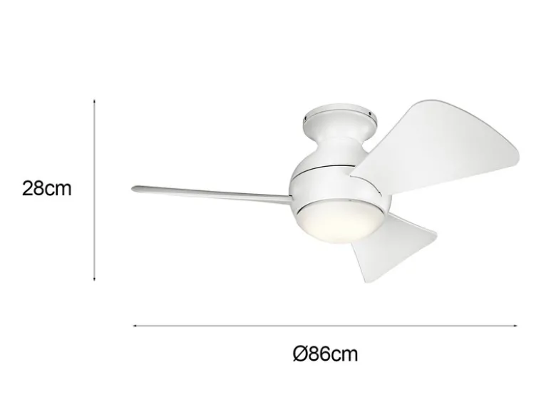 Kleiner Deckenventilator Weiß, mit Licht - Feuchtraumgeeignet, Ø 86cm
