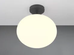 Kleine Retro Deckenleuchte FOMENTO Schwarz mit Glaskugel, Ø 30cm