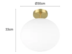 Kleine Retro LED Deckenleuchte Messing mit Glaskugel, Ø 30cm