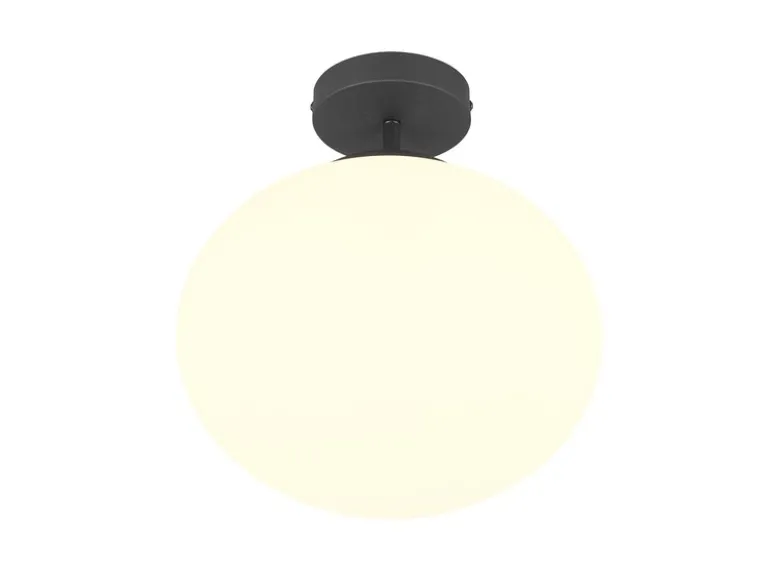 Kleine Retro LED Deckenleuchte Schwarz mit Glaskugel, Ø 30cm