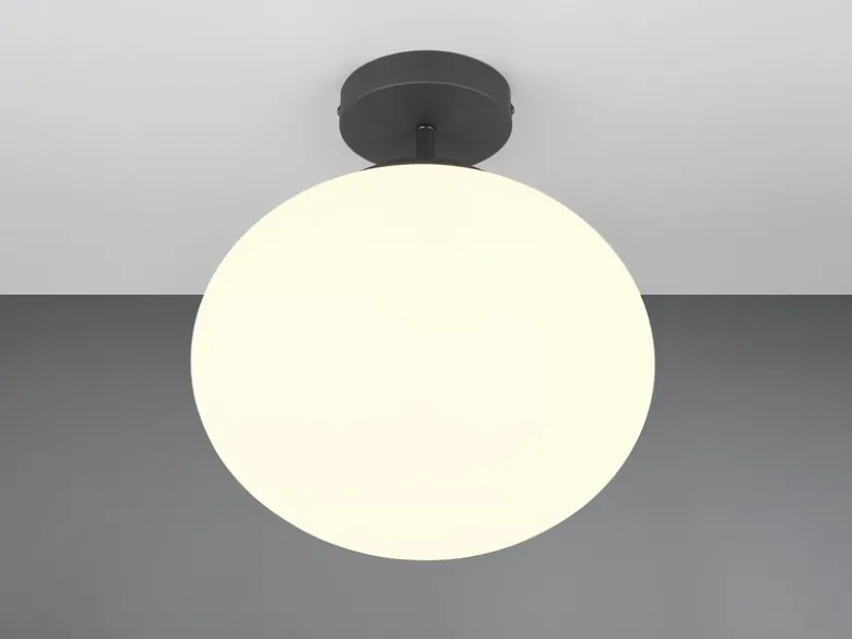 Kleine Retro LED Deckenleuchte Schwarz mit Glaskugel, Ø 30cm
