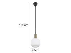 Kleine Retro LED Pendelleuchte 1-flammig mit Glasschirm in Weiß, Ø 20cm