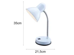 Kleine Retro LED Schreibtischlampe Weiß mit Flexarm, Höhe 35cm