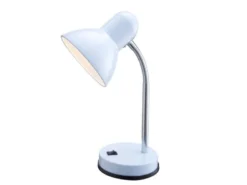 Kleine Retro LED Schreibtischlampe Weiß mit Flexarm, Höhe 35cm